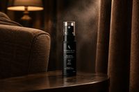 Belgian Chocolate Ice Cream Spray beside curtains and a sofa